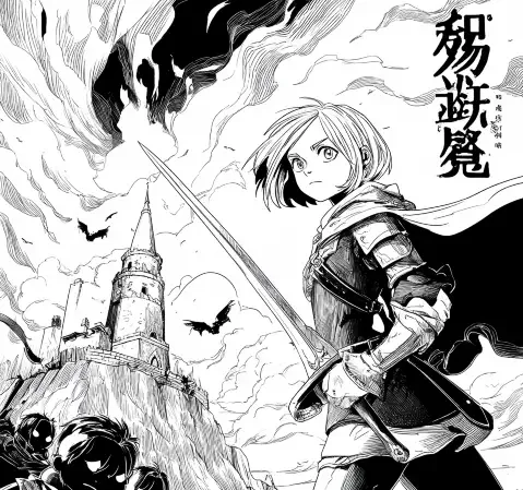 热血题材漫画封面卡：燃烧的火焰背景